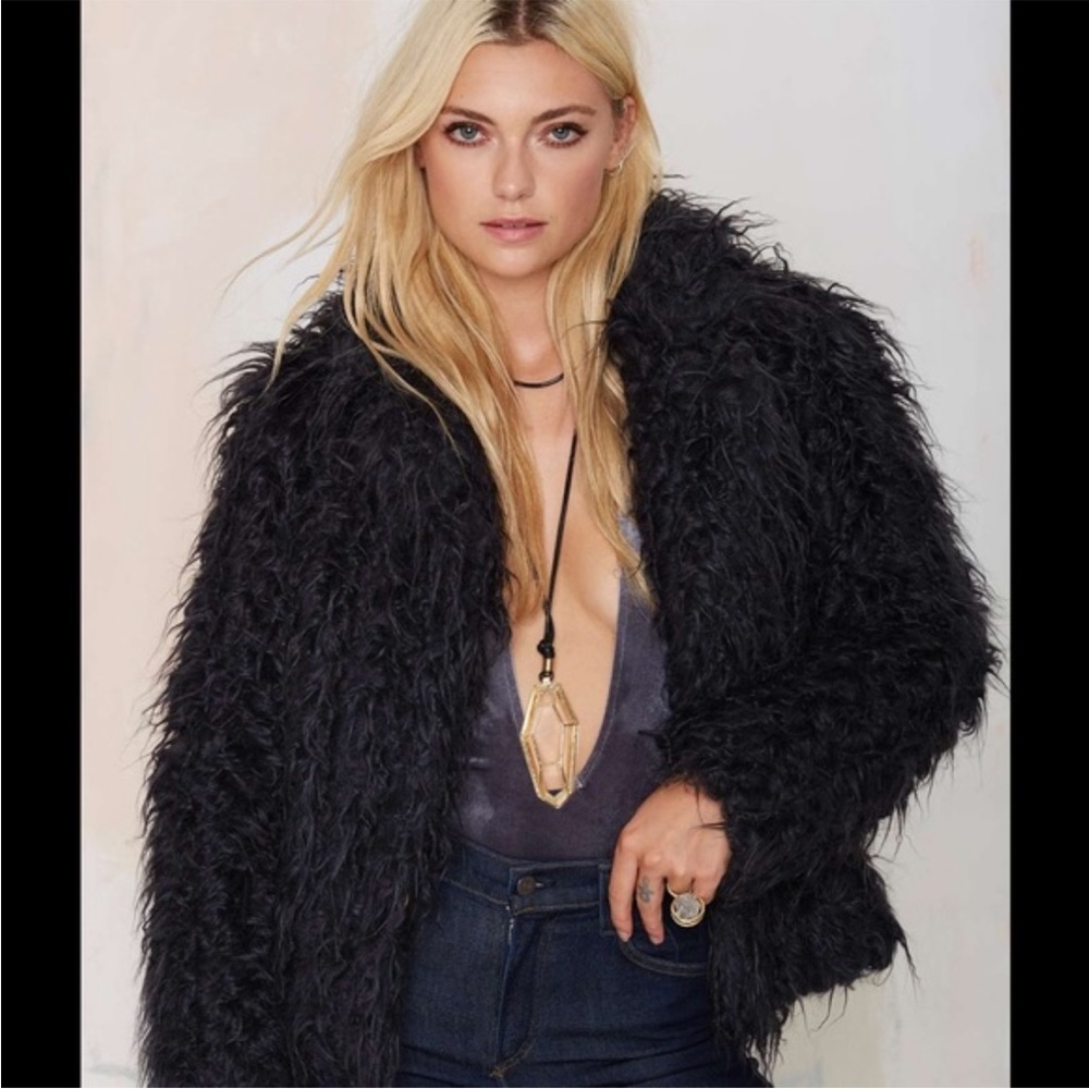 Super Trash by Nasty Gal Black Faux Fur Odia Jacket
